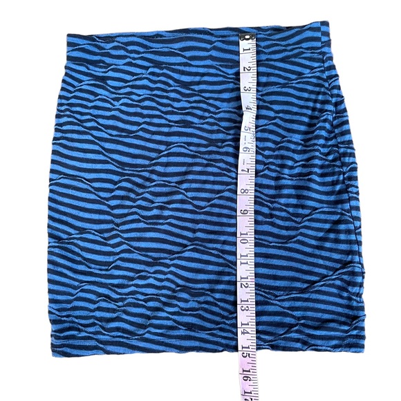 Free People Mini Pencil Skirt Blue and Black Wavy Stripe - Picture 6 of 6